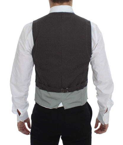  - Elegant Gray Cotton Dress Vest