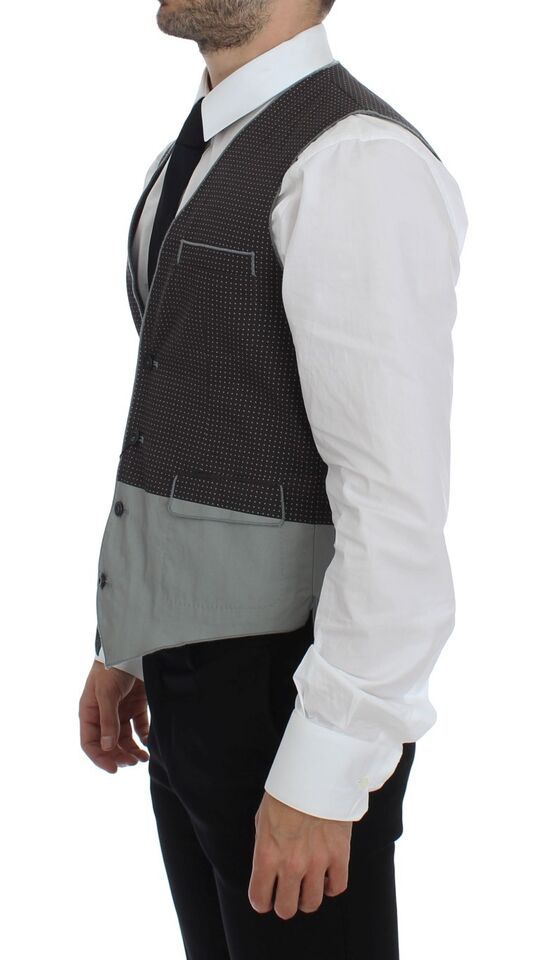  - Elegant Gray Cotton Dress Vest