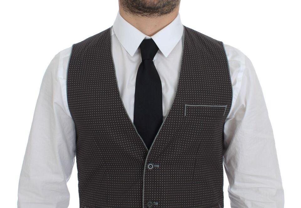  - Elegant Gray Cotton Dress Vest