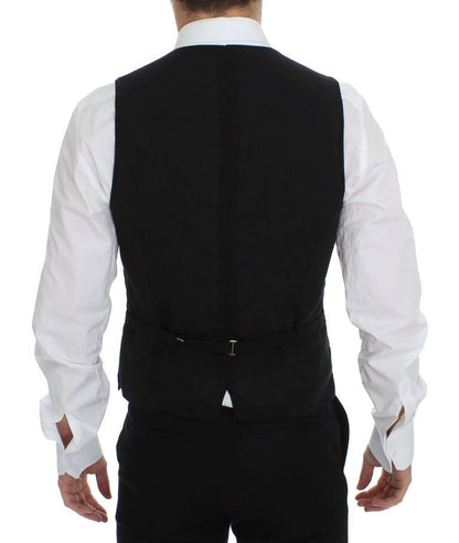  - Elegant Black Wool Dress Vest