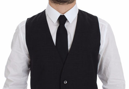  - Sleek Gray Wool Dress Vest