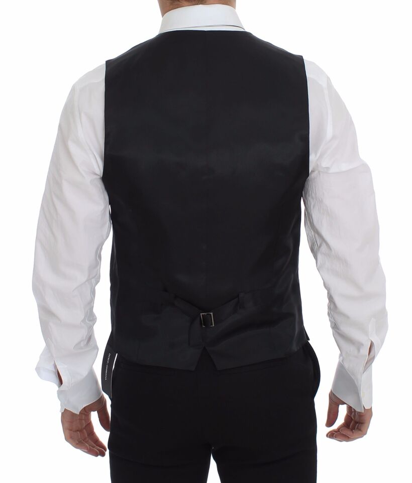  - Sleek Gray Wool Dress Vest