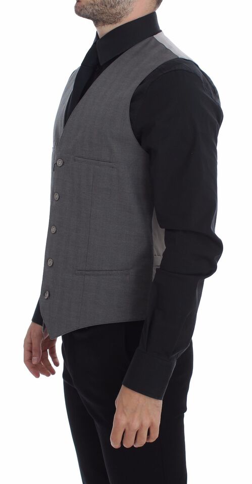  - Elegant Gray Slim Fit Dress Vest