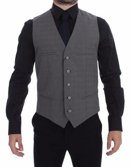  - Elegant Gray Slim Fit Dress Vest