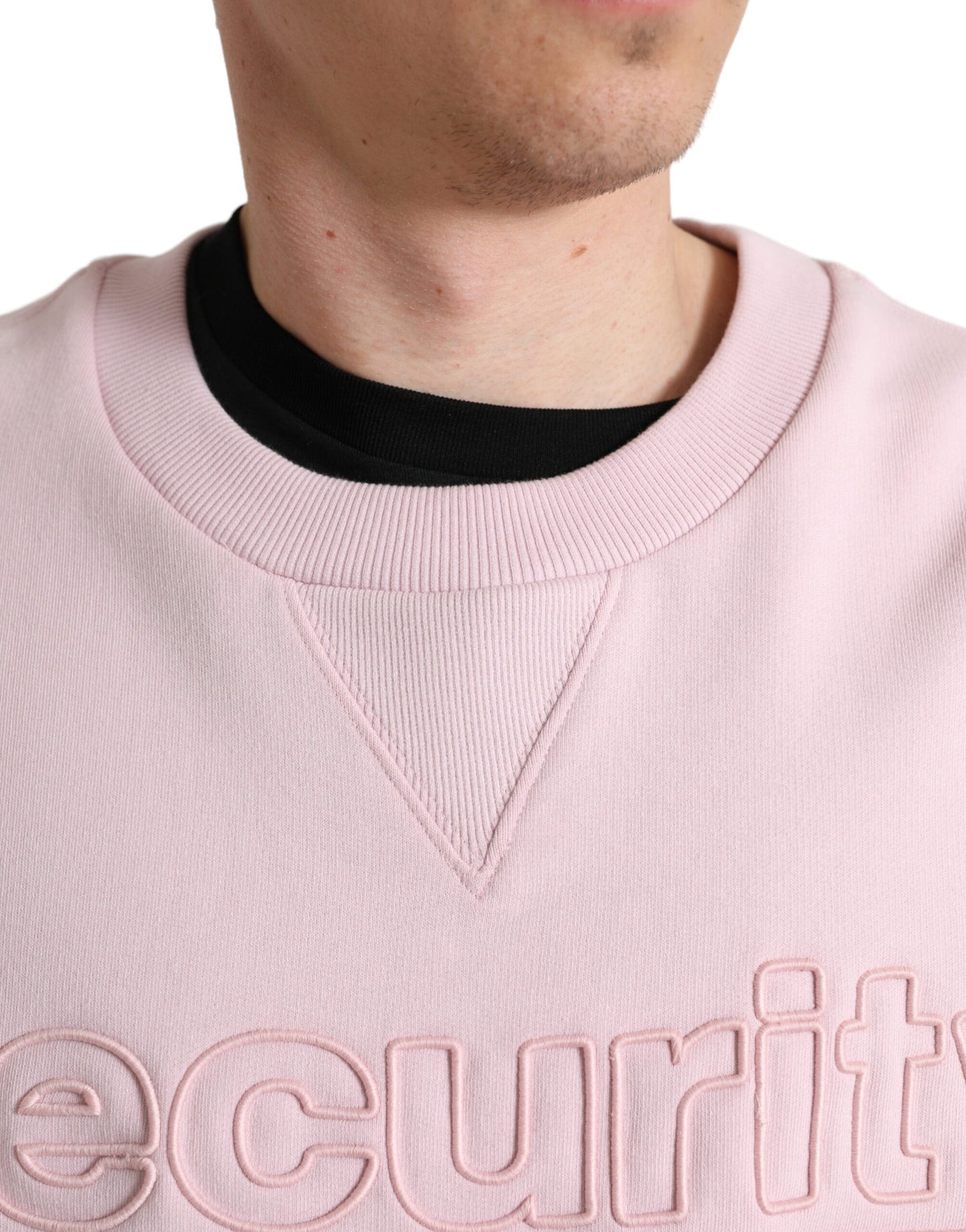  - Elegant Pink Crew Neck Logo Sweater