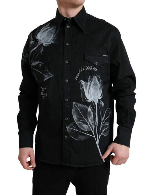  - Elegant Floral Print Dress Shirt