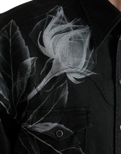  - Elegant Floral Print Dress Shirt