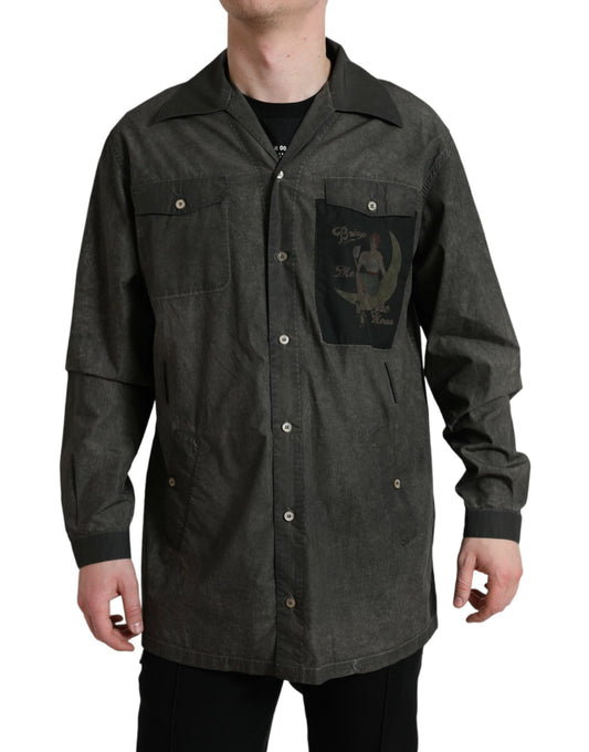  - Elegant Dark Gray Cotton Button-Down Shirt