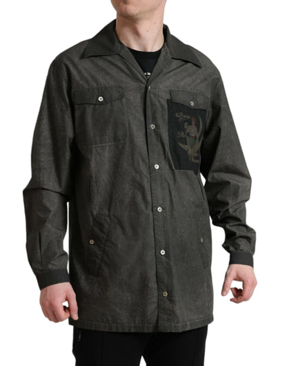  - Elegant Dark Gray Cotton Button-Down Shirt
