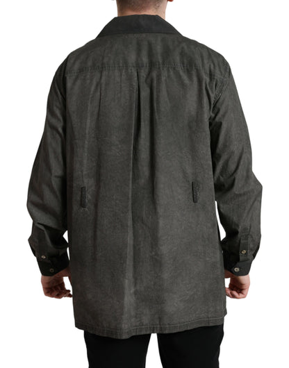  - Elegant Dark Gray Cotton Button-Down Shirt