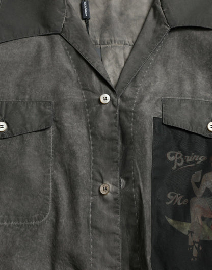  - Elegant Dark Gray Cotton Button-Down Shirt
