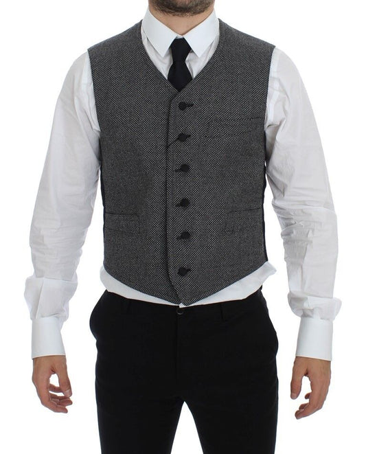  - Elegant Single Breasted Gray Dress Vest