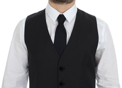  - Elegant Gray Wool Dress Vest