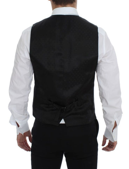  - Elegant Gray Wool Formal Dress Vest