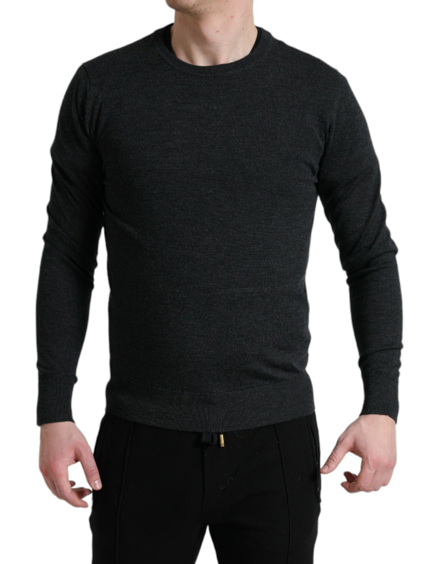  - Elegant Gray Wool Pullover Sweater