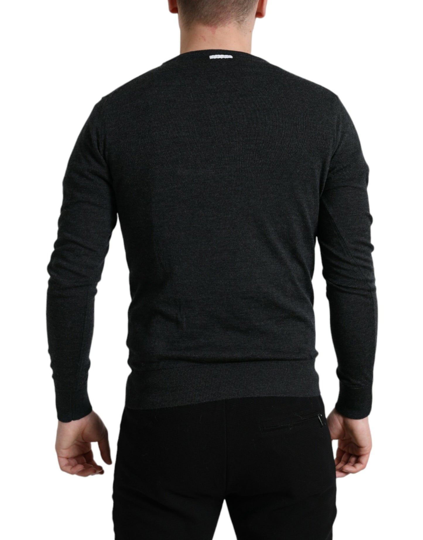  - Elegant Gray Wool Pullover Sweater