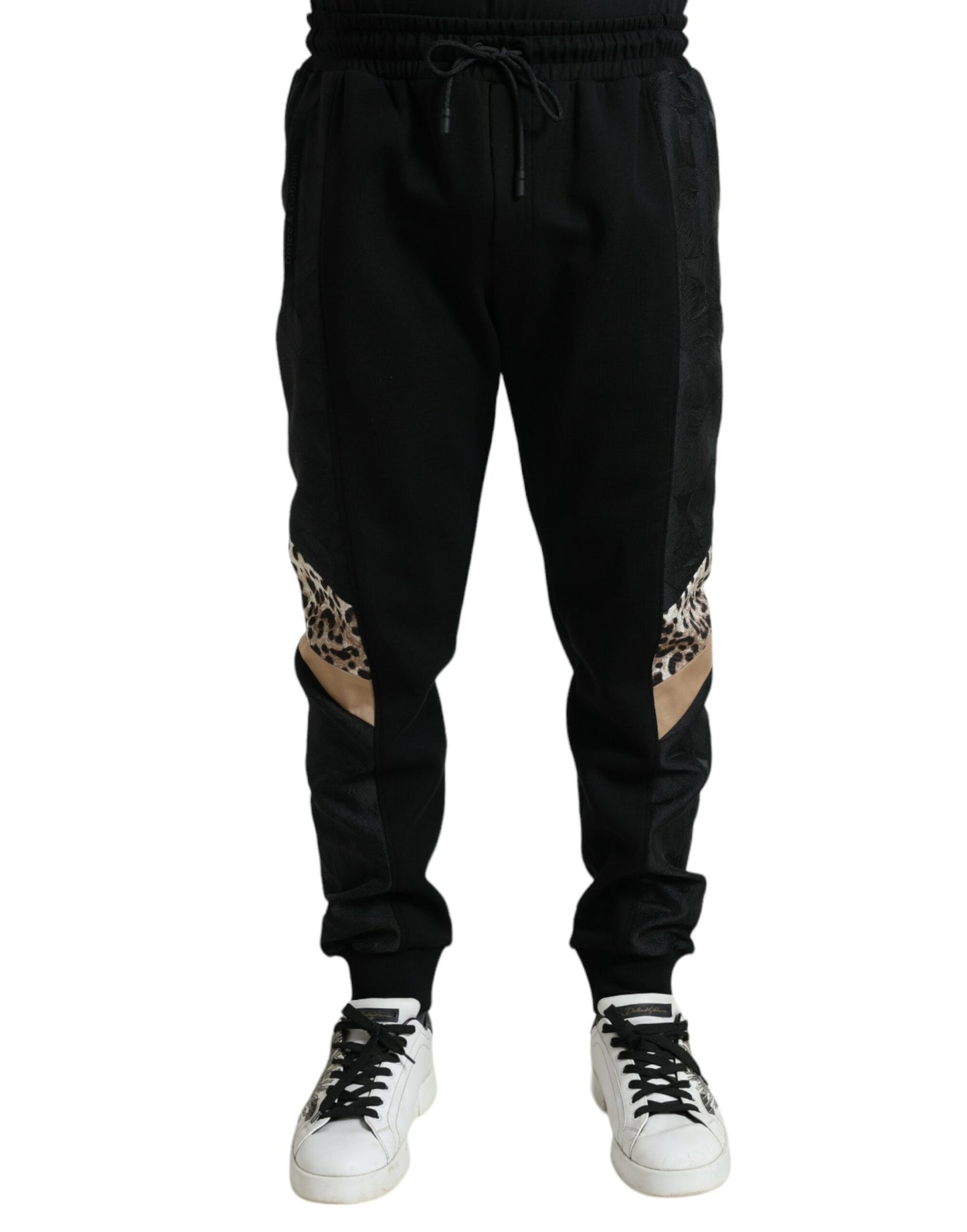  - Elegant Black Leopard Jogger Pants