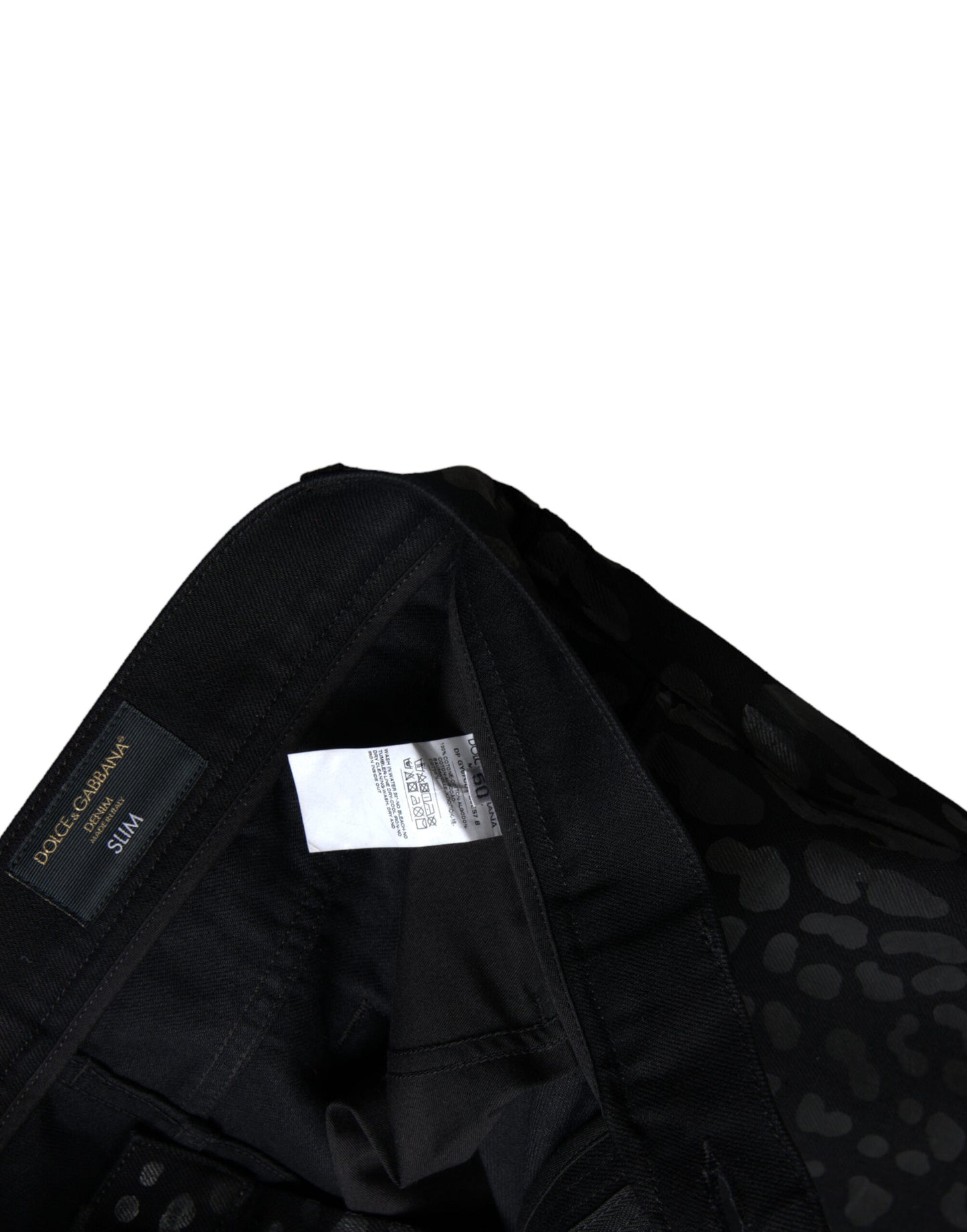  - Exquisite Slim-fit Patterned Black Jeans