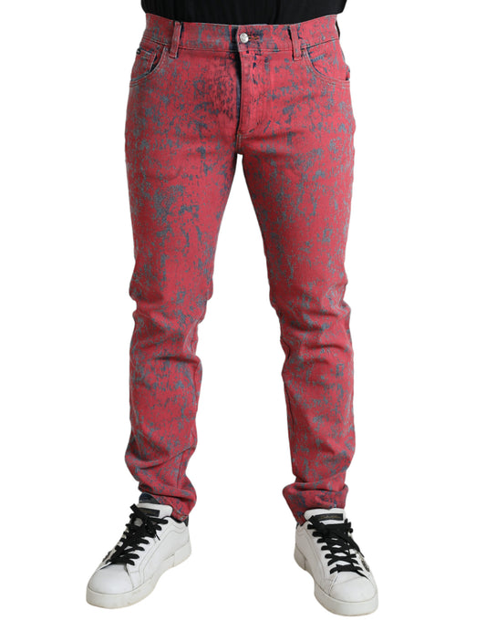  - Red Tie Dye Skinny Denim Jeans