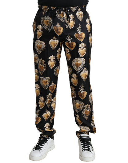  - Chic Heart Print Silk Pajama Pants