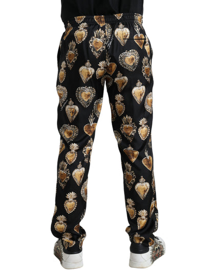  - Chic Heart Print Silk Pajama Pants