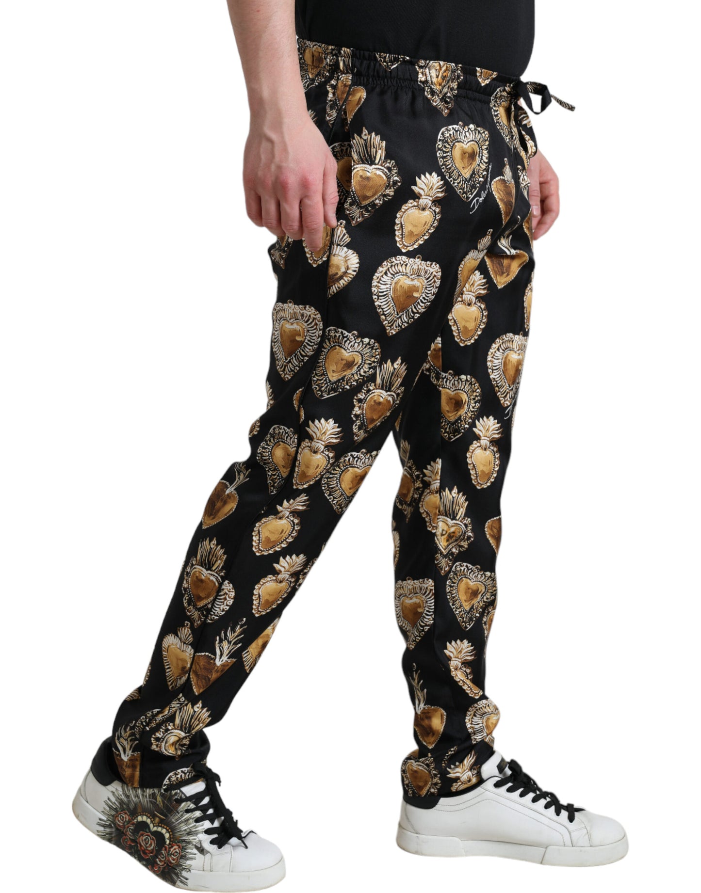  - Chic Heart Print Silk Pajama Pants