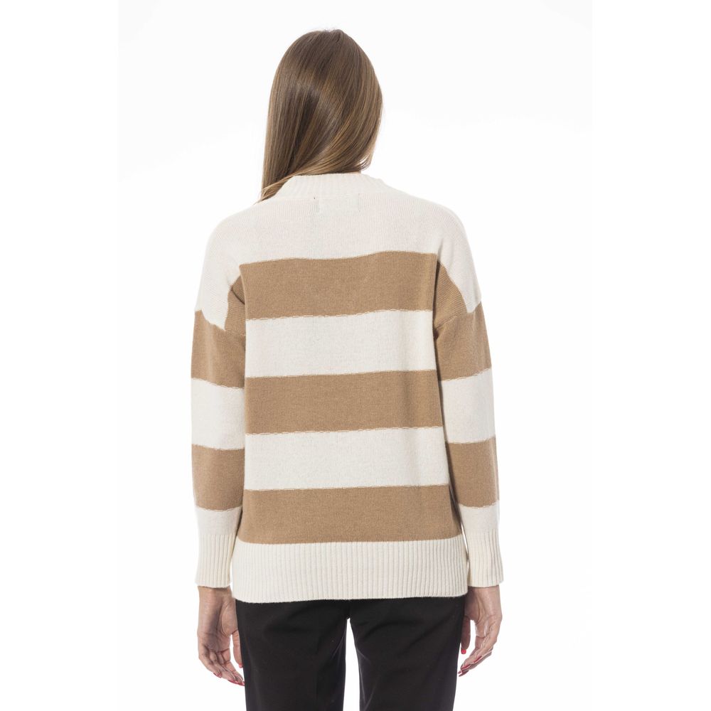 Beige Striped Cashmere Sweater