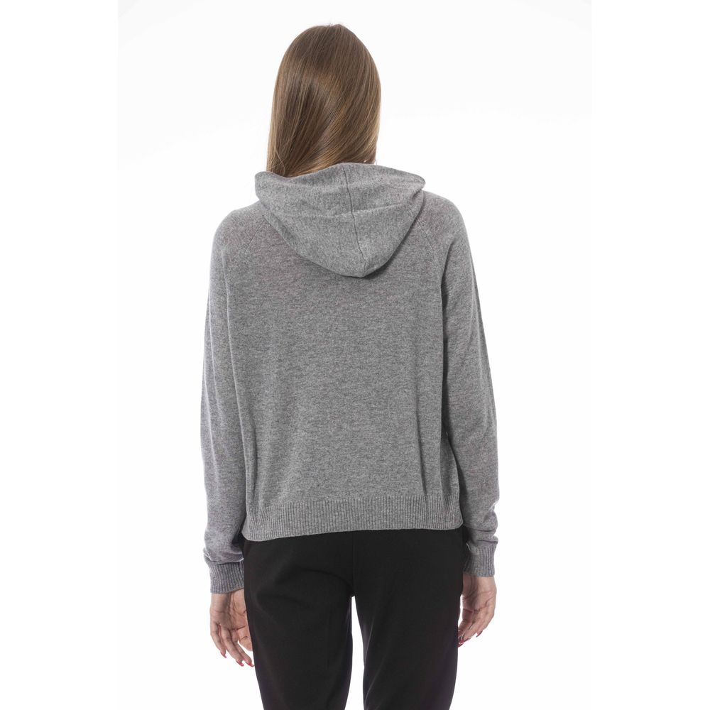Baldinini Trend Gray Wool Hooded Sweater