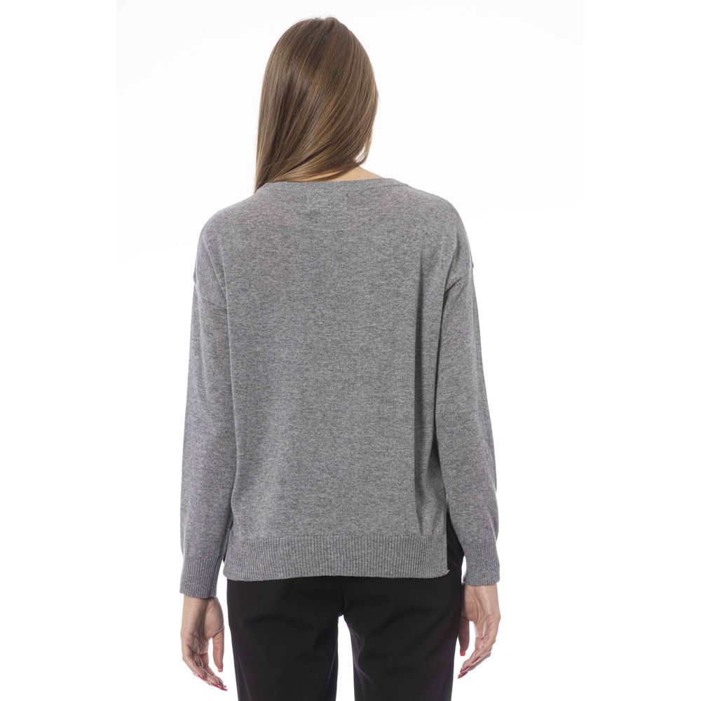 Gray Viscose Women Sweater