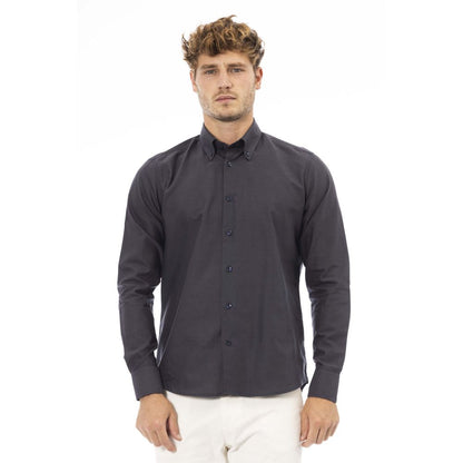  - Gray Cotton Men Shirt