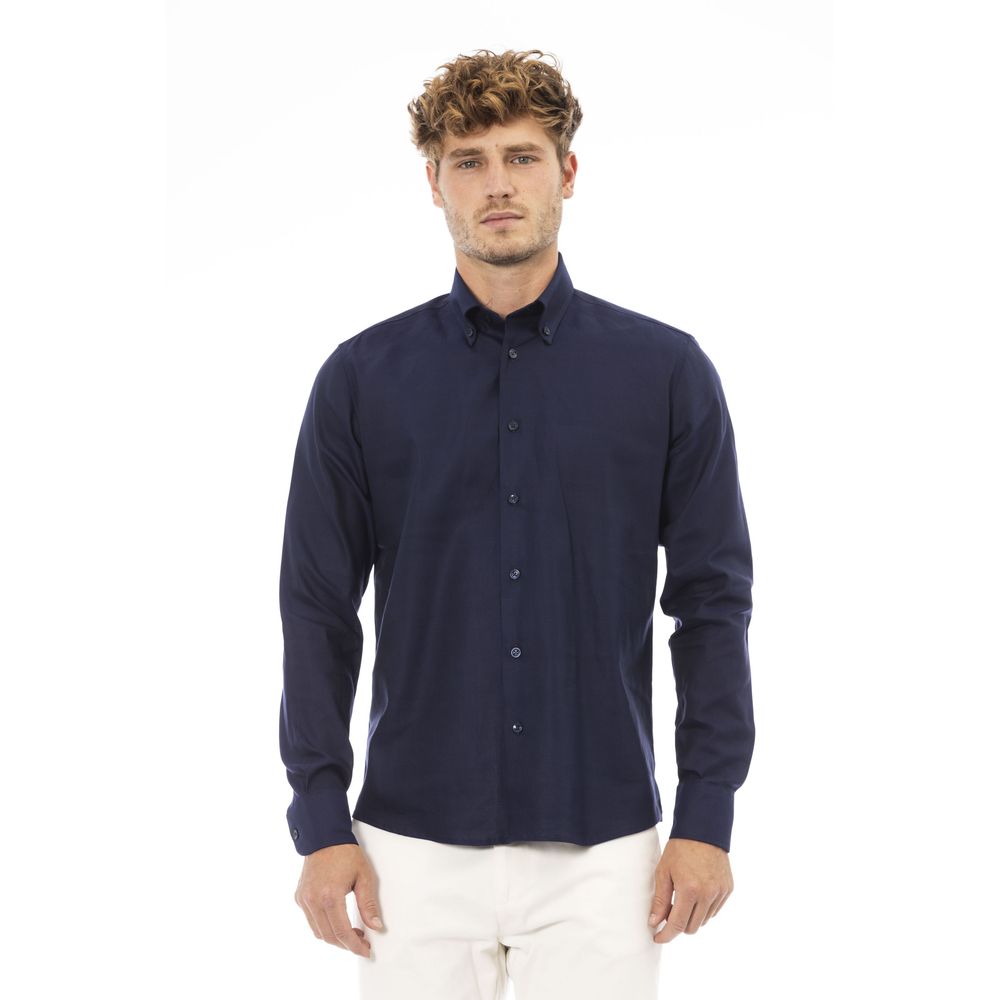 Blue Cotton Men Shirt