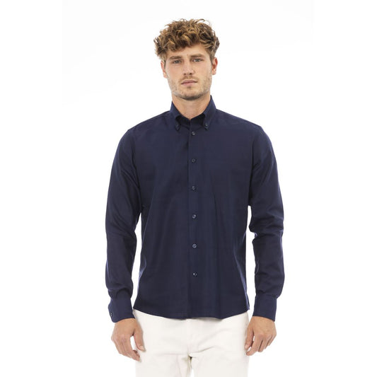  - Blue Cotton Men Shirt