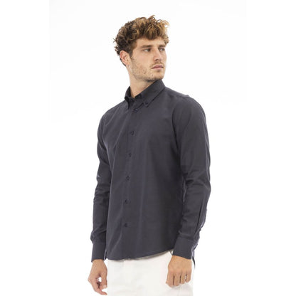  - Gray Cotton Men Shirt