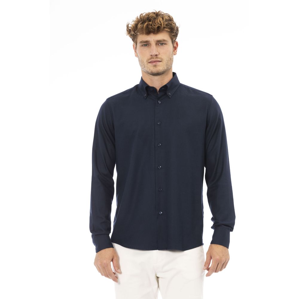  - Blue Cotton Men Shirt