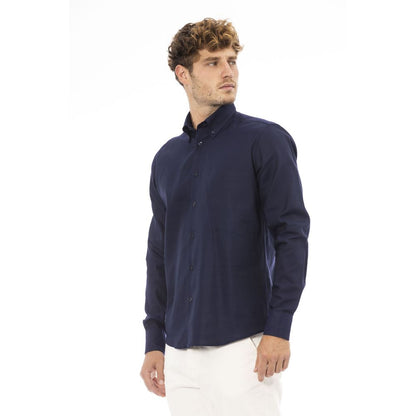  - Blue Cotton Men Shirt