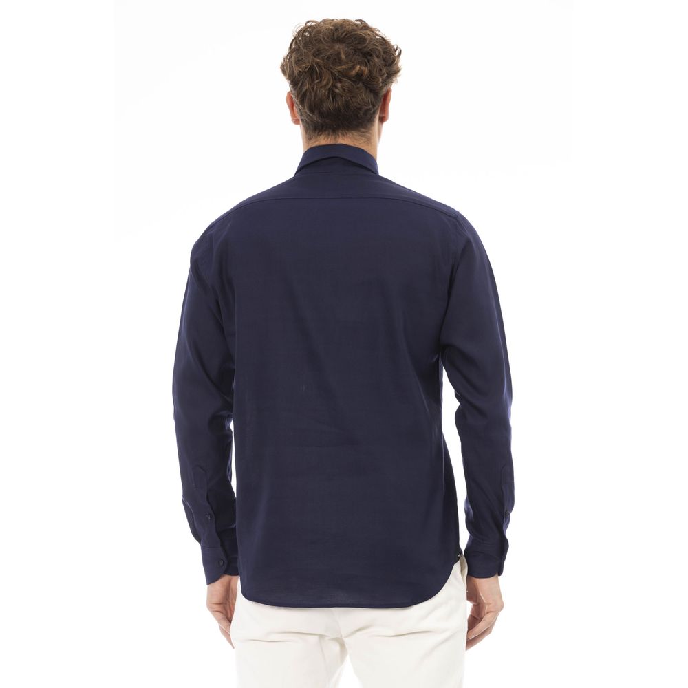  - Blue Cotton Men Shirt