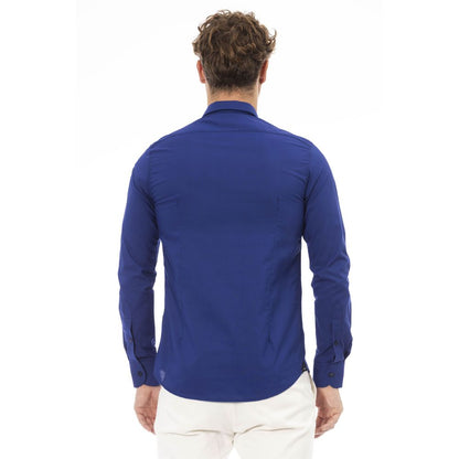  - Blue Polyester Men Shirt