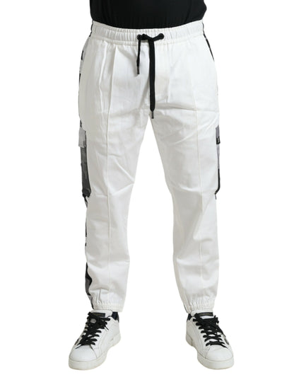  - Elegant White Cotton Blend Jogger Pants