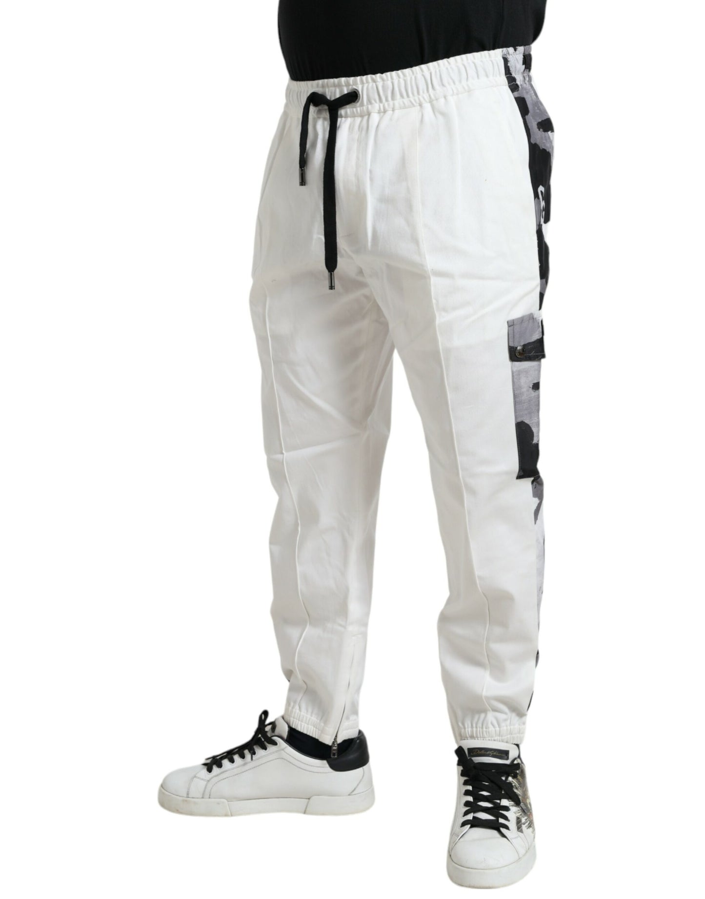  - Elegant White Cotton Blend Jogger Pants