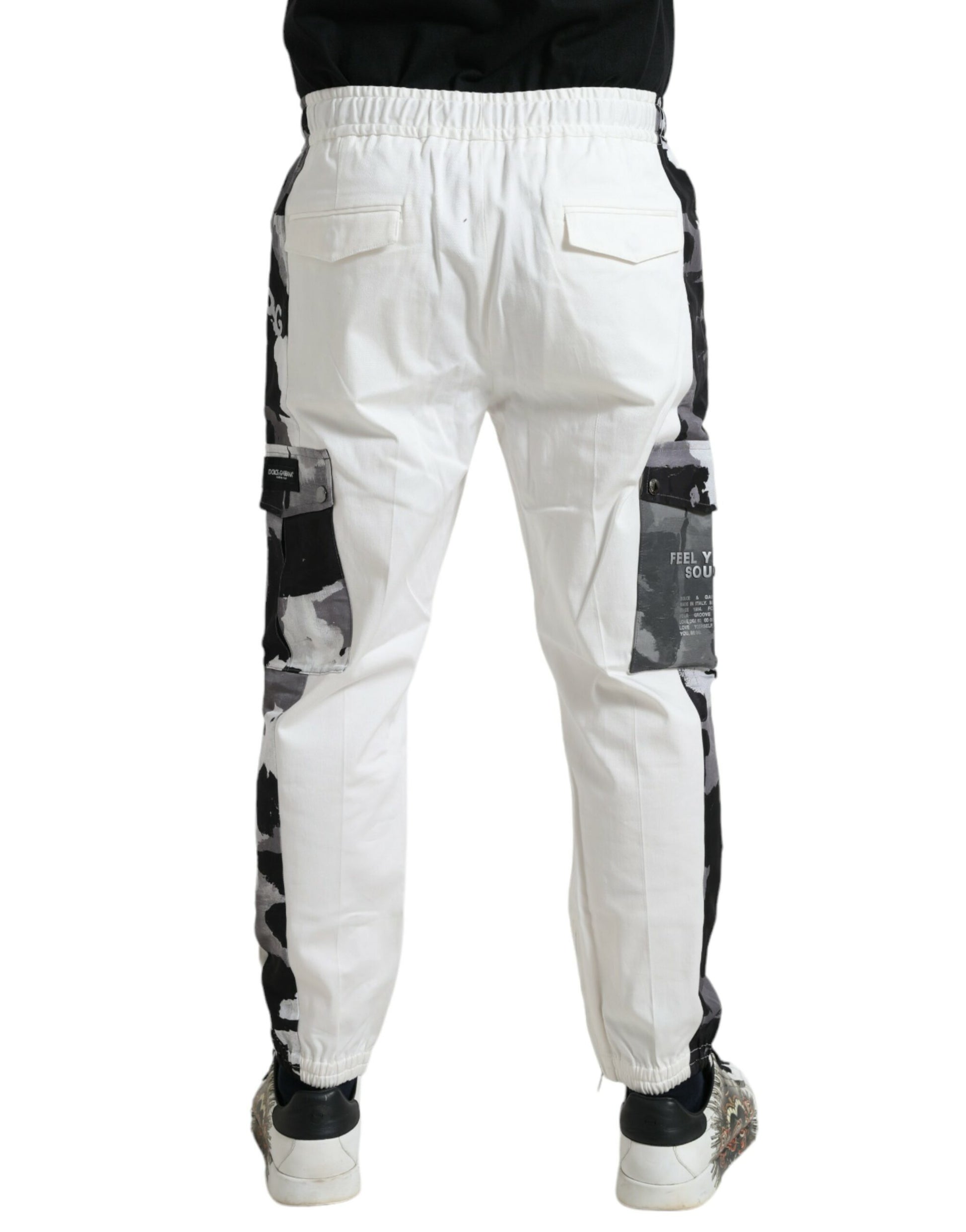 Elegant White Cotton Blend Jogger Pants