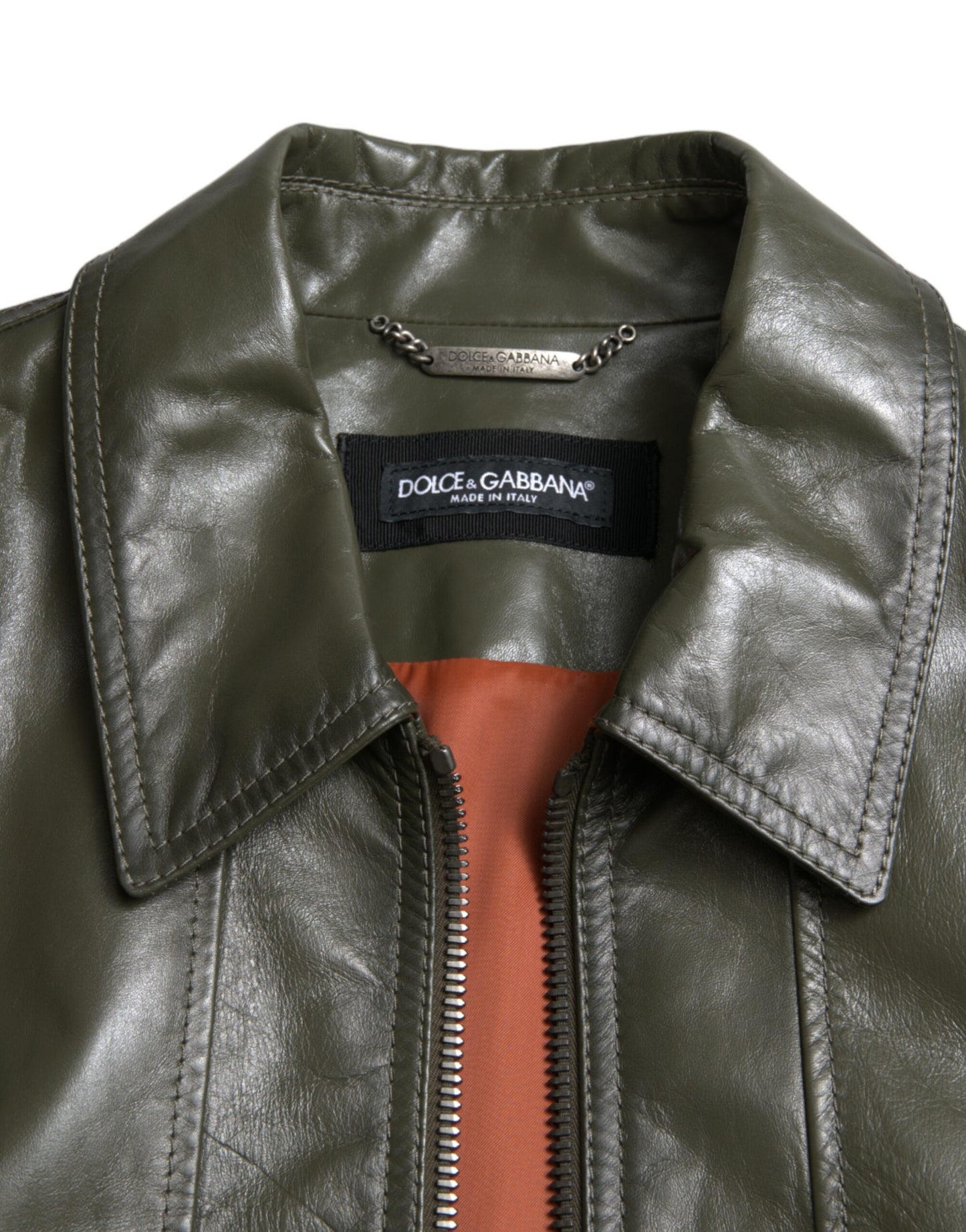  - Emerald Elegance Leather Biker Jacket