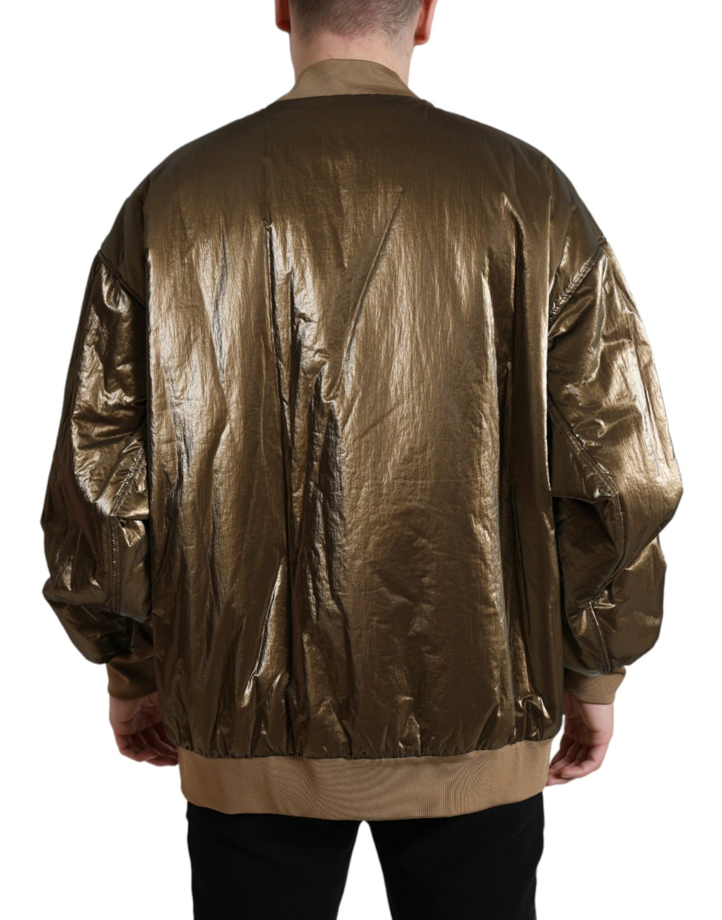  - Elegant Bronze Bomber Jacket