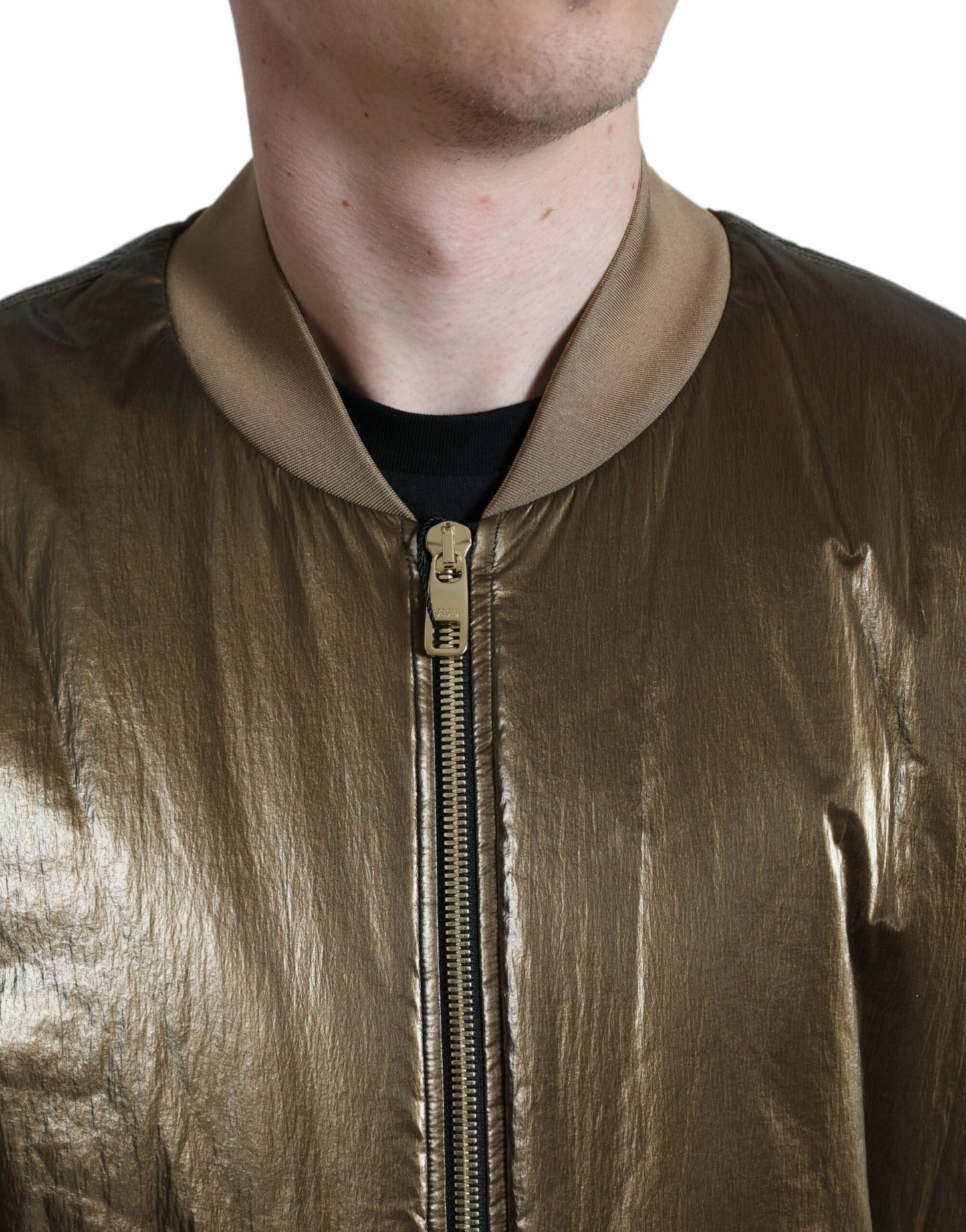  - Elegant Bronze Bomber Jacket