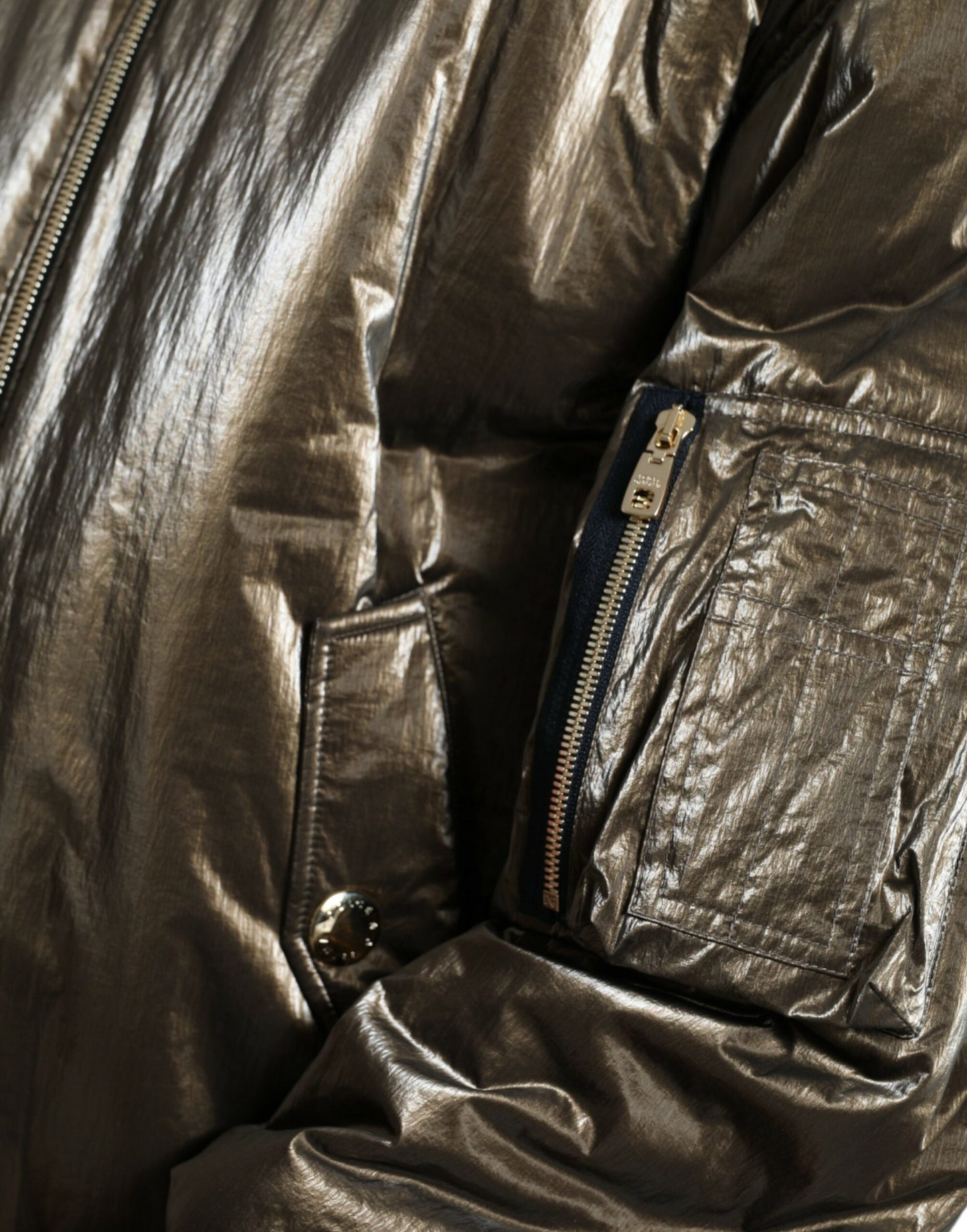  - Elegant Bronze Bomber Jacket