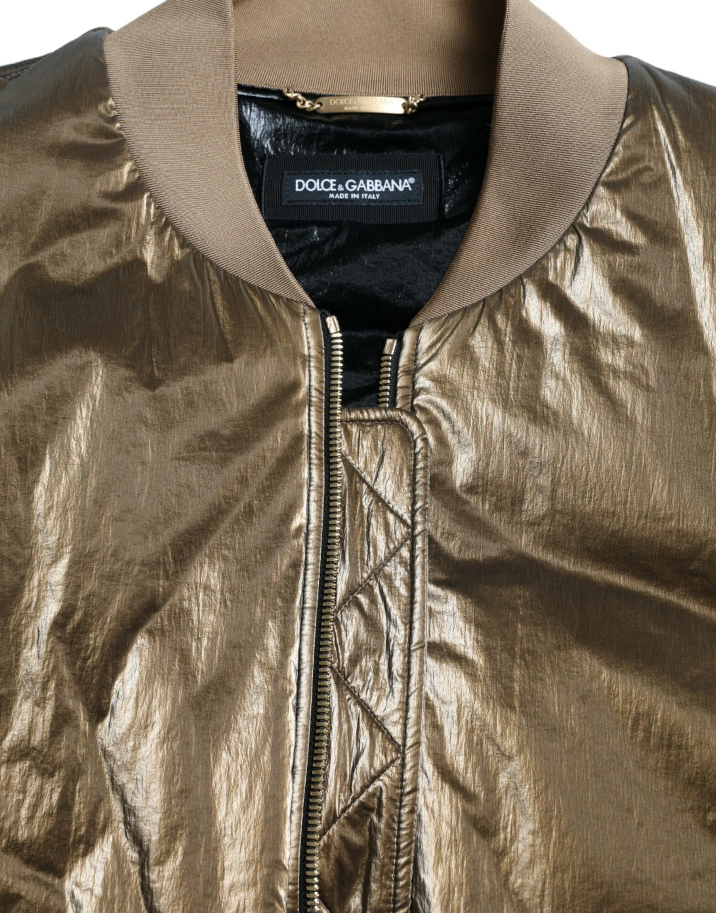  - Elegant Bronze Bomber Jacket