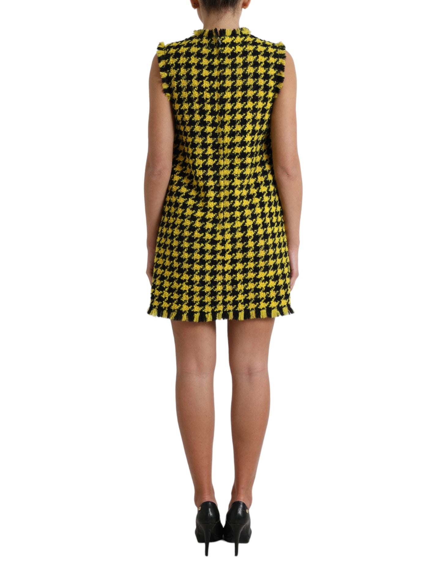  - Houndstooth Knitted Chic Yellow Mini Skirt