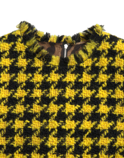  - Houndstooth Knitted Chic Yellow Mini Skirt