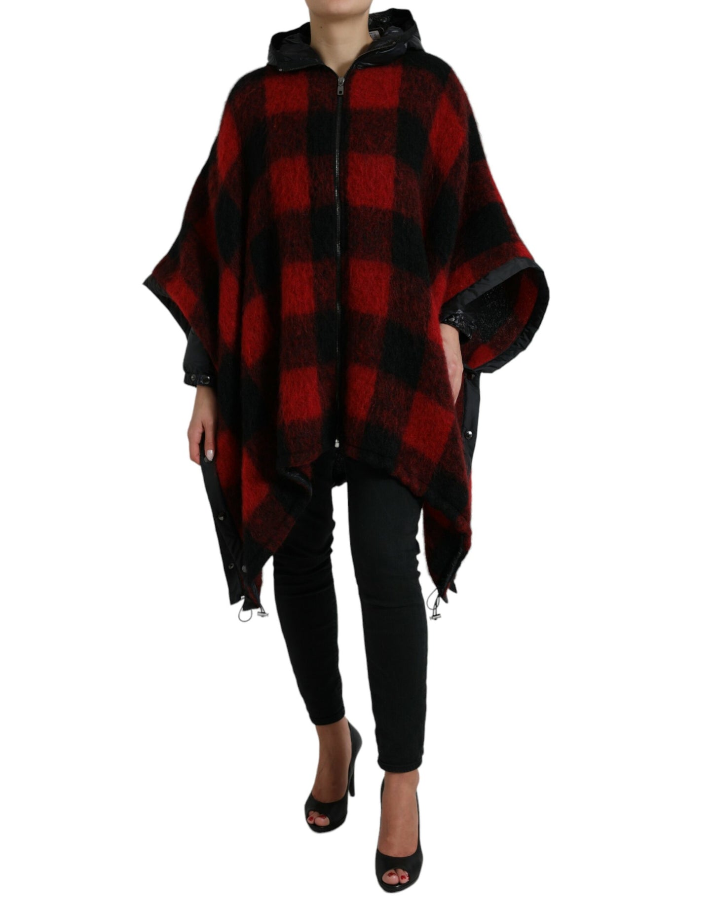  - Elegant Buffalo Check Poncho Jacket