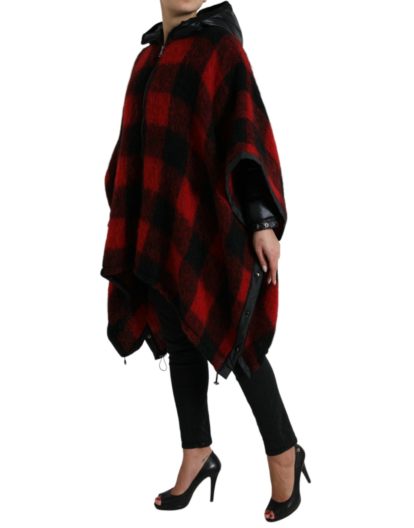  - Elegant Buffalo Check Poncho Jacket