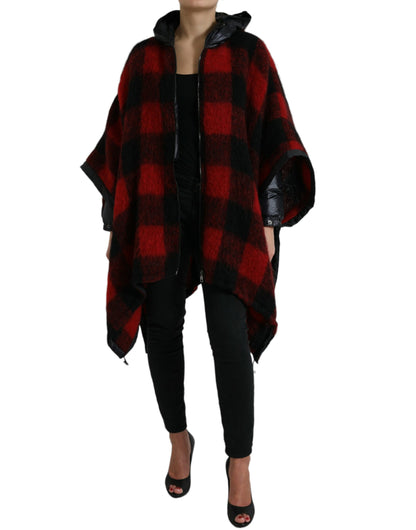  - Elegant Buffalo Check Poncho Jacket